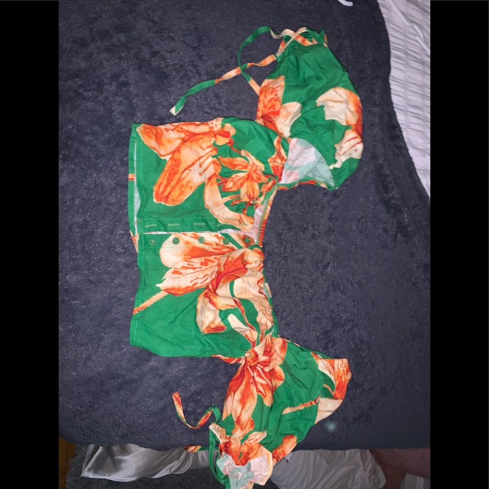 Green Floral Crop top